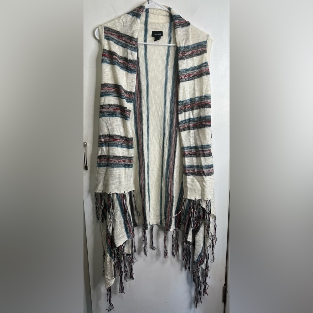 Torrid Tank Top Vest Kimono Plus Size 1 Knit Striped 1X